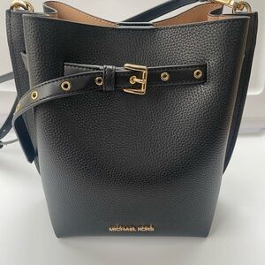 Michael Kors Black Crossbody Bag with Gold Accents